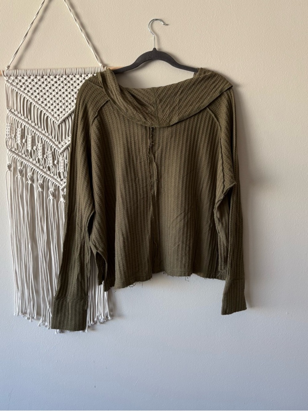 We The Free Olive Green Waffle-Knit Sweater - Picture 3 of 3